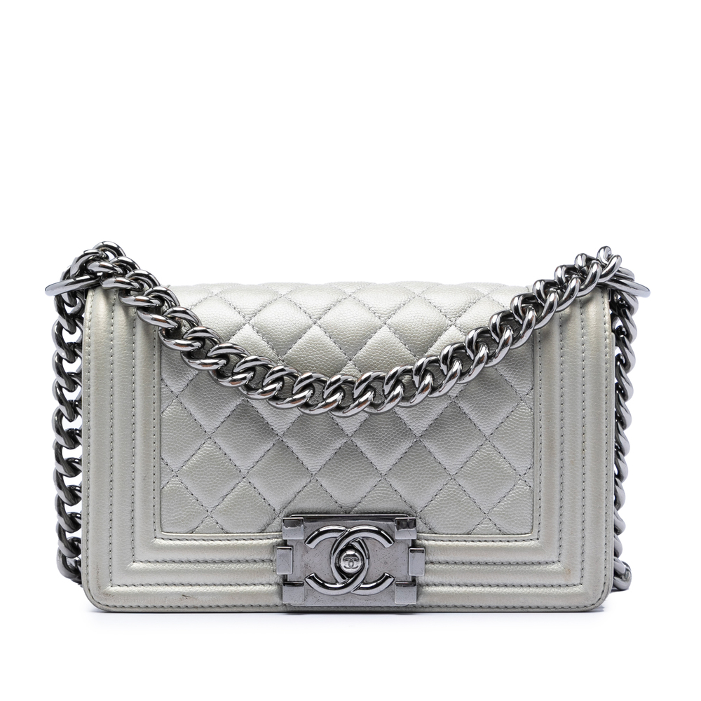 Pre-Loved Chanel Small Quilted Metallic Caviar Boy Flap - Picture 1 of 7